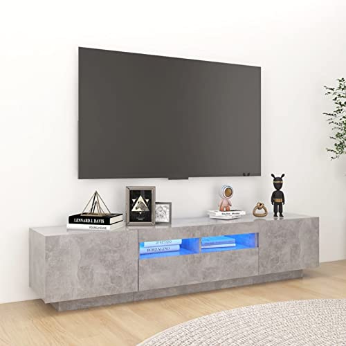 SECOLI tv Schrank led 180cm TV Lowboard mit LED TV Board Fernsehschrank TV-Schrank TV-Kommode tv Bank tv Möbel Sideboard für Wohnzimmer Schlafzimmer Möbel-Betongrau-180x35x40 cm von SECOLI