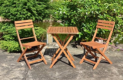 SEDEX Balkonset Diego Terassen Set Bistroset Balkonmöbel 2X Klappsessel + 1x Tisch 60x60cm Eukalyptus Massiv von SEDEX