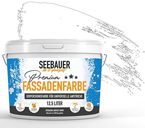 SEEBAUER diy® | Premium-Fassadenfarbe Weiß für Außen | Universelle weiße Dispersionsfarbe | Gute Deckkraft und Wetterbeständigkeit (300 ml, No. 000 Weiß) von SEEBAUER diy