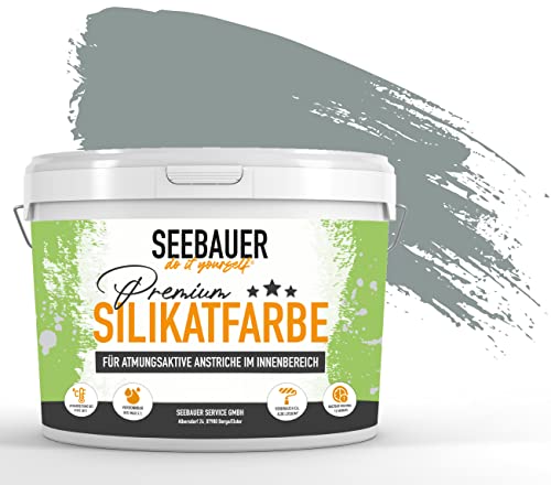 SEEBAUER diy® Silikatfarbe Grau für Innen (No. 213 Mountain Slate 300 ml) Mineralfarbe Grautöne hohe Deckkraft von SEEBAUER diy