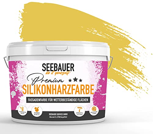 SEEBAUER diy® Silikonharzfarbe Gelb Fassadenfarbe (No. 449 Sun Flower 5,0 Liter) Selbstreinigend mit Lotuseffekt von SEEBAUER diy