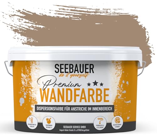 SEEBAUER diy® Wandfarbe Braun für Innen (No. 645 Pure Earth 300 ml) Edelmatte Brauntöne hohe Deckkraft von SEEBAUER diy