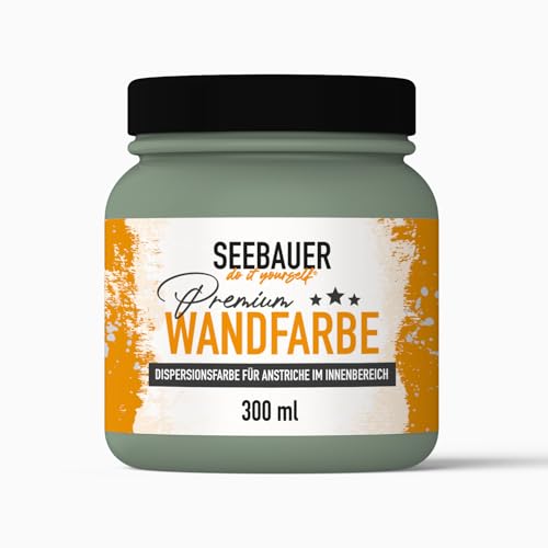 SEEBAUER diy® Wandfarbe Grün für Innen (No. 762 Nordic Wood 300 ml) Edelmatte Grüntöne hohe Deckkraft von SEEBAUER diy