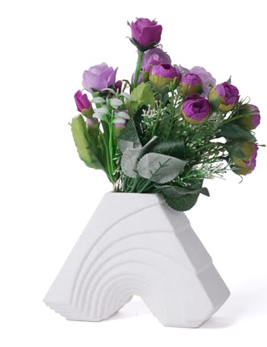 SEINHIJO Keramik Blume Vase Modern Arts Skulptur Dekor Blume Figuren Geschenk Garten Ornament Statue Wohnzimmer Kunst 18cm von SEINHIJO