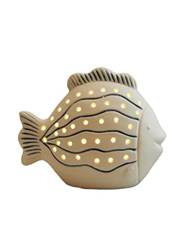 SEINHIJO Fische Skulptur Geschenk Modern Dekor Arts Ozean Statue Figuren Wohnzimmer Kunst Keramik Ornament LED Licht 14cm von SEINHIJO