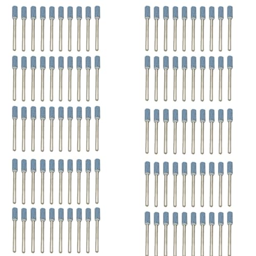 100 Stück Schleifmittel-Schleifstifte, Schleifstein-Drehwerkzeug-Zubehör mit 3 mm Schaft zum Polieren und Entgraten (6 mm Flachkopf zylindrisch)) von SEIWEI