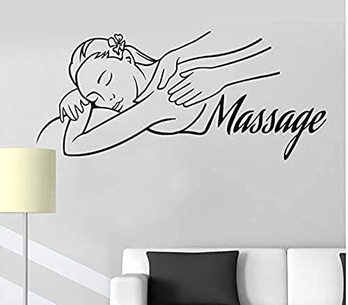 Wandaufkleber - Vinyl-Wandtattoo Massage Logo Massageraum Spa Damen Relax Beauty Deko Wandbild 57x26cm von SEMAZA