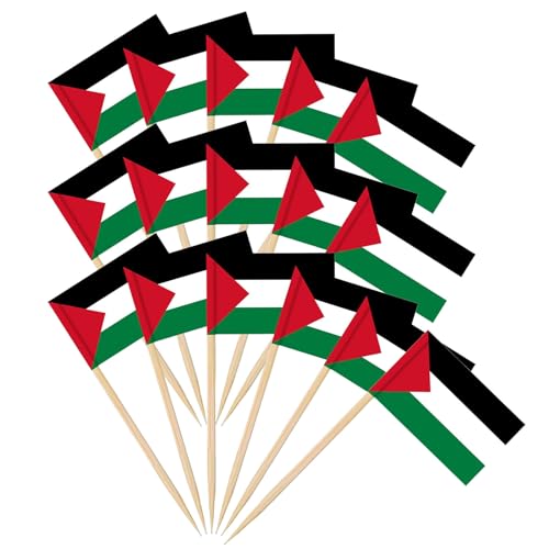 Flaggen Spieße Palästina,Zahnstocher mit Palästina-Flagge,Palästina Cocktail Stick Flaggen,Zahnstocher Papier Flagge für Palästina,Palästina Flagge Zahnstocher,für Sandwiches,Cupcakes,100 Stück von SEMINISMAR