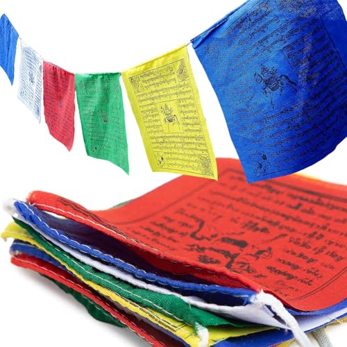 Gebetsfahne,Tibetische Flaggen,Tibet Buddhist Prayer Flagge,Tibetische Buddhistische Gebetsfahnen,Tibetische Gebetsfahnen,Für Buddhistische Altäre,Meditationsräume, Außendekoration,20 Seiten,5 Meter von SEMINISMAR