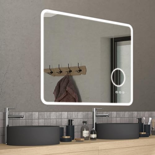 SENSEA - LED Badspiegel mit Beleuchtung 52W LOOKA- Spiegelleuchte B.90 x H.70 cm - 3000k - 4000k - 5000k- mit Touch-Schalter und Beschlagfrei - IP44 von SENSEA