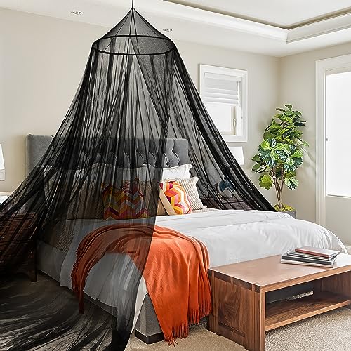 SESAMIS Moskitonetz Doppelbett (65 * 250 * 1250) - Verbessern Sie Ihr Schlafgefühl mit einem Moskitonetz Baldachin für Queen-Size Betten, Kinderbett und Erwachsenenbetten. (Schwarz) von SESAMIS