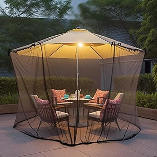 SESAMIS Premium Terrassen-Sonnenschirm-Mückennetz (475 * 230cm) - Outdoor-Insektennetz mit Reißverschluss für effektiven Insektenschutz von SESAMIS