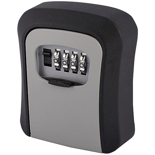 SEVICO Schlüsselbox zur Wandmontage - für Schlüssel oder kleine Wertgegenstände - Schlüsseltresor mit 4-stelligem Zahlencode für außen und innen Schwarz-Grau Key Safe von SEVICO