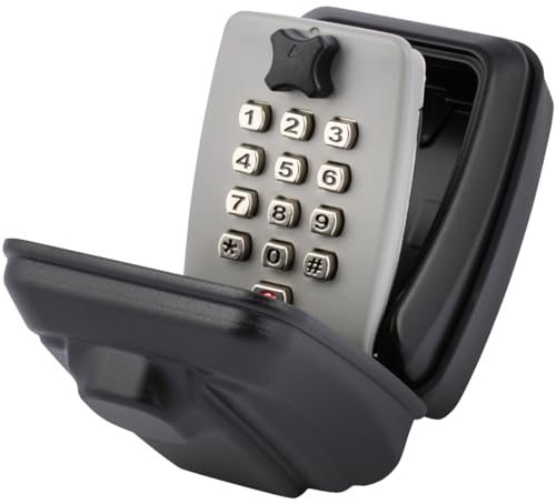 Schlüsselbox zur Wandmontage - für Schlüssel oder kleine Wertgegenstände - Schlüsseltresor mit 3-stelligem Zahlencode für außen und innen Hellgrau Key Safe von SEVICO