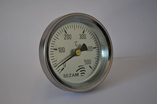 SEZAM Thermometer für Holzofentüren, Skala von 0 bis 500ºC, Kugeldurchmesser 63 mm, 50 mm Mantel von SEZAM