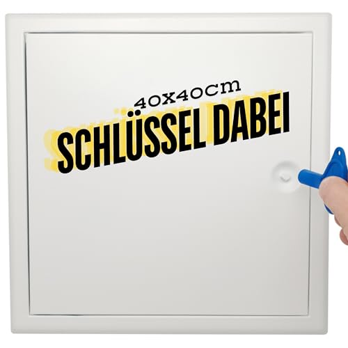 PREMIUM Revisionsklappe mit Vierkantverschluss 40x40mm - Stahlblech Weiß 4 Kantverschluss 400x400cm Revisionstür | Wartungsklappe | Serviceklappe | Badewanne Revisionstuer von StudioGreenGlobal