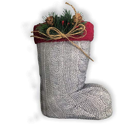 SHACAMO Nikolaus-/ Weihnachts-Stiefel zum Befüllen in 5 Varianten, 19 cm (Stiefel Grau) von SHACAMO