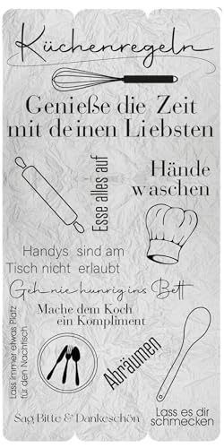 XXL Holzschild mit Spruch "Küchenregeln" Holzdeko-Schild Wandschild Holzbild MDF 60x30cm von SHACAMO