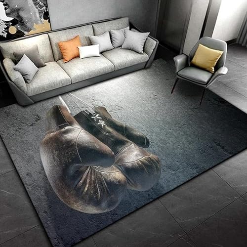 SHELOG 3D Boxhandschuhe Kampfteppich Rechteckiger Bereich Teppich Wohnzimmer Schlafzimmer Dekor Flanell Yoga Teppich Fußmatte von SHELOG
