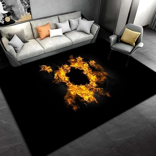 SHELOG 3D-Druck Kunst Flamme Anti-Rutsch-Fußmatte Teppich Schlafzimmer Teppich dekorative Treppenmatte Heimdekoration Kunstteppich von SHELOG