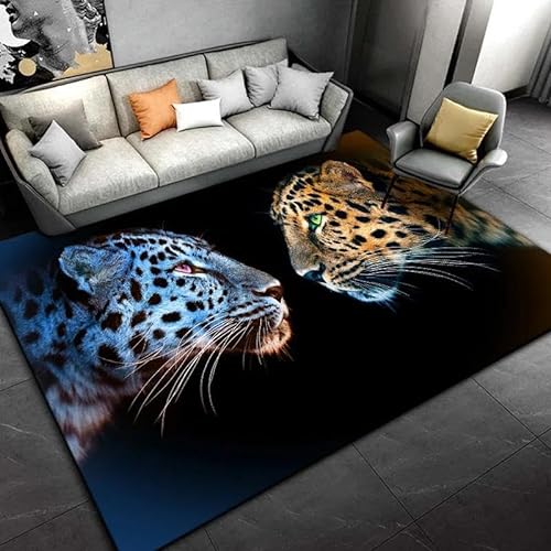 SHELOG 3D-Mode-Teppich mit Tier-Leopardenmuster, Badezimmer, rutschfeste Fußmatte, Wohnzimmer, Schlafzimmer, Kinderspiel, Krabbelteppich, weiche Fußmatte von SHELOG