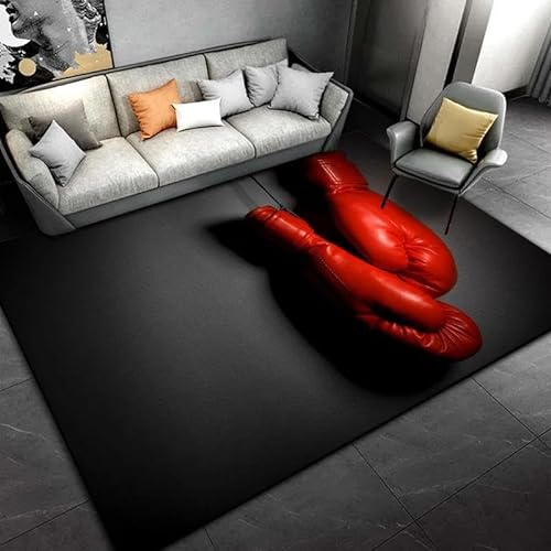 SHELOG 3D-Teppich mit roten Boxhandschuhen, für Küche, Badezimmer, Wohnzimmer, Schlafzimmer, Nachttisch, Rutschfester Teppich, Heimdekoration von SHELOG