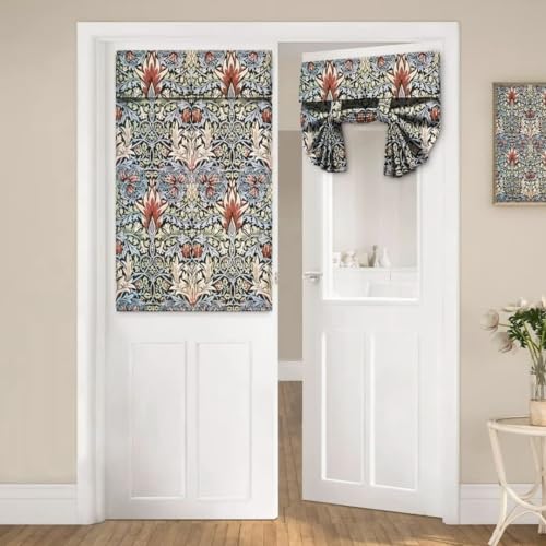 Rustikaler Blumen-Türvorhang für Türfenster, William Morris Art Style Türvorhang für französische Tür, Vintage-Stil, große Blumen, kleiner Vorhang für Fenstertür, 66 x 106,7 cm von SHElifestyle