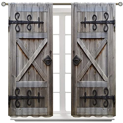 SHElifestyle Vinage Antike Türvorhänge, rustikale Holzgeschmiedete Tür, historische Kabinenfenster, Türvorhang für Küche, Schlafzimmer, Wohnzimmer, Heimdekoration, 182,9 x 160 cm von SHElifestyle