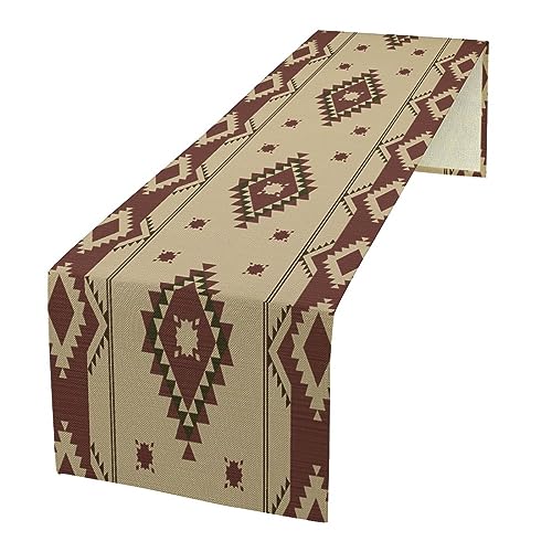 Southwest Azteken-Tischläufer, geometrisches Natives Navajo, abstraktes Tribal-Dreiecksmuster, Vintage-Landhaus-Stil, Tischdekoration für Zuhause, Küche, Esszimmer, 33 x 152,4 cm von SHElifestyle