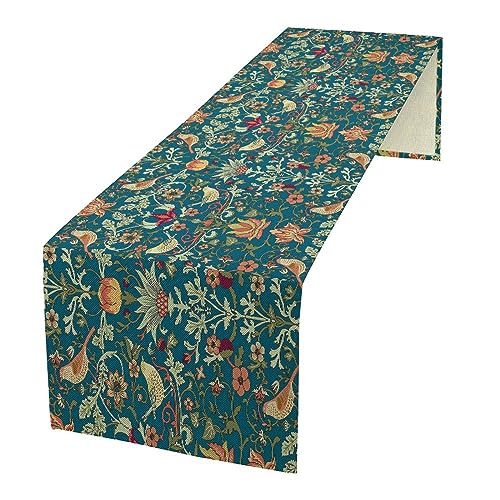 William Morris Tischläufer im Boho-Stil, Vintage-Stil, Blumen, Vögel, Erdbeere, für Zuhause, Küche, Esstisch, Dekoration, 33 x 91,4 cm von SHElifestyle