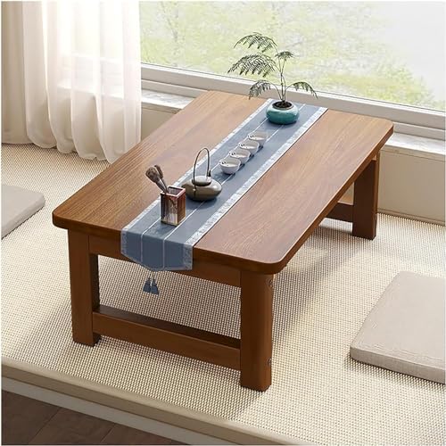 SHJDBF Couchtisch, zusammenklappbar, aus Holz, Laptop-Tatami-Tisch, multifunktional, niedriger Tisch, japanischer Boden-Couchtisch (Farbe: Braun, Größe: 80 x 50 x 40 cm) (Größe: 70 x 40 x 35 cm) von SHJDBF