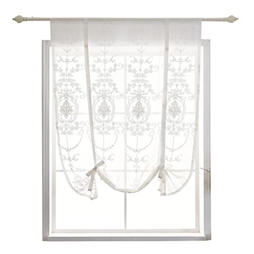 SHUOJIA Raffrollo Mit Schlaufen Gardinen Küche Raffgardinen Transparent Schlaufenrollo Vorhänge Modern Voile (A-10,140 * 140cm (55 * 55 inch)) von SHUOJIA