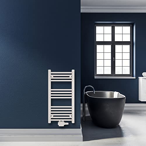 SHV Badheizkörper mit Mittelanschluss in weiß - 400 x 800 mm | Heizkörper für Badezimmer, Handtuchhalter für Wand im Bad, Handtuchheizkörper, Handtuchtrockner von SHV