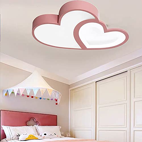 SHZICMY LED Cartoon Deckenleuchte Kinder Schlafzimmer Deckenleuchte Herz Deckenleuchte Dimmbare Deckenlampe mit Fernbedienung (Rosa) von SHZICMY