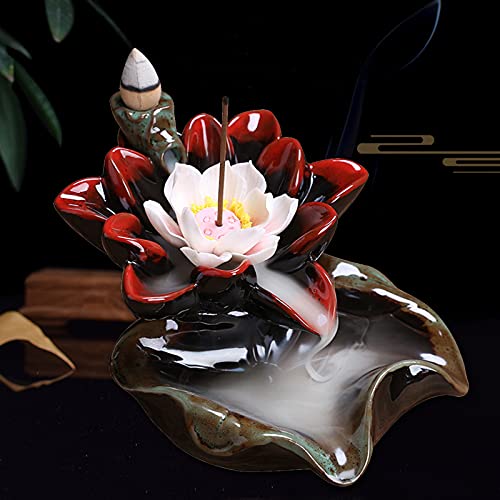 Lotus-Rückfluss Räuchergefäß Wasserfall Keramik Räuchergefäss Rückfluss Räucherstäbchenhalter, ohne Räucherkegel von SHZICMY