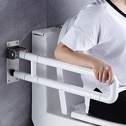 SICHENSH Klappbarer WC Toilette Stützklappgriff, 80cm Wandstützgriff Aufstehhilfe Stützklappgriff mit 300 kg Gewichtskapazität Behinderten WC Haltegriff für Senioren & Behinderte (Weiß) von SICHENSH