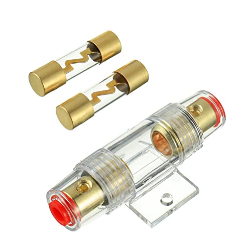 SIGANDG AGU-Sicherungshalter Inline vergoldet mit 2 Stück 100A AGU-Sicherung für Automotive Audio Power Safety Protection (100A) von SIGANDG