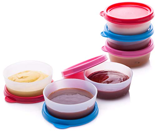 SIGNORA WARE auslaufsichere Frischhaltedosen 70ml - Luftdichte, mikrowellengeeignete kleine Aufbewahrungsbox mit Deckel - Mini Camping Plastik Dosen Set für Soßen, Dips und Gewürze von SIGNORA WARE