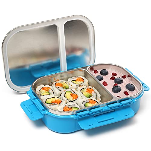 Signoraware Edelstahl Bento-Box Erwachsene Lunchbox für Männer, Frauen, Kinder, Bento-Lunchbox, auslaufsicher, zwischen 2 Fächern, Mahlzeiten-Vorbereitungsbehälter, Lunchbehälter für Erwachsene und von SIGNORA WARE