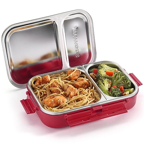 Signoraware Edelstahl Bento-Box Erwachsene Lunchbox für Männer, Frauen, Kinder, Bento-Lunchbox, auslaufsicher, zwischen 2 Fächern, Mahlzeiten-Vorbereitungsbehälter, Lunchbehälter für Erwachsene und von SIGNORA WARE