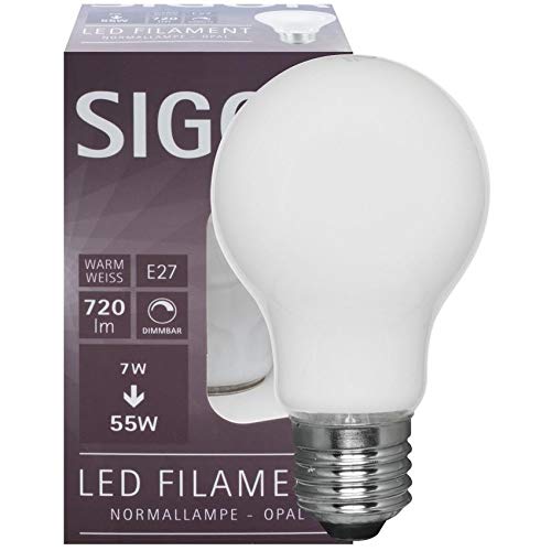 SIGOR Filament-LED-Lampe, AGL-Form, Opal, E27/230V (9019601032) von SIGOR