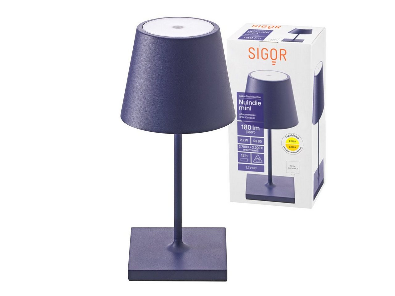 SIGOR LED Tischleuchte stilvolle Mini Akku-Tischlampe, LED fest integriert, Warmweiß, Extra-Warmweiß, elegante, kabellose Schreibtischlampe, 25x10x10 cm von SIGOR