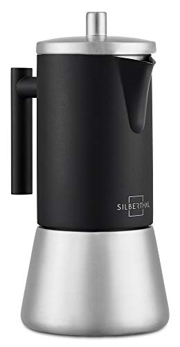 SILBERTHAL Espressokocher aus Edelstahl 300 ml – 4-6 Tassen – Kaffeekocher für Elektro, Keramik und Gasherd geeignet - Inkl. Reduktionsfilter - Espressokanne für unterwegs von SILBERTHAL