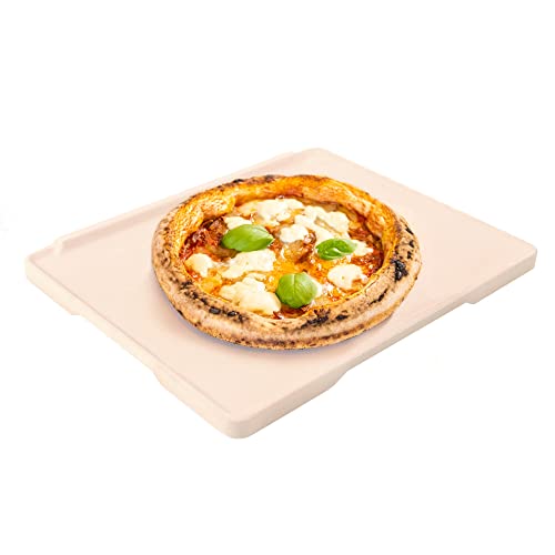 SILBERTHAL Pizzastein für Gasgrill & Backofen – Rechteckig 30×38 cm – Steinplatte aus Cordierit zum Pizza- & Brotbacken von SILBERTHAL