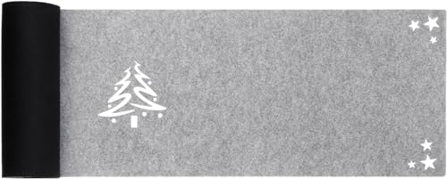 Tischläufer aus Filz Abwaschbar Tischband Tischdecke Still Grau hitzebeständig Filztischläufer Tischschutz (Schwarz/Grau_Weihnachten, 30 x 100) von SILUK