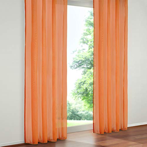 SIMPVALE 2 Stücks Voile Vorhänge zu Gürtelschlaufe transparent Vorhänge Fenster Balkon aus,Orange,140x245cm von SIMPVALE