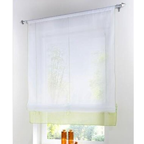 SIMPVALE Raffrollo Gardinen Voile römischen Raffgardinen Schatten Transparent Vorhang für Balkon und Küche (grün, Breite 100cm / Höhe 155cm) von SIMPVALE