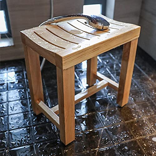 SIMPZON Duschhocker aus Holz | Badezimmer-Sitzbank für die Dusche, wasserdichter Spa-Badewannenhocker für ältere Menschen, Badestuhl aus massivem Holz, quadratisch, 42 x 28 x 43 cm von SIMPZON