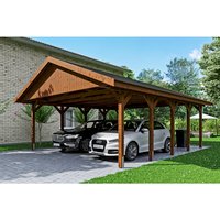 SKANHOLZ Carport »Wallgau«, BxT: 620 x 750 cm, Firsthöhe: 354 cm, lasiert - braun von SKANHOLZ