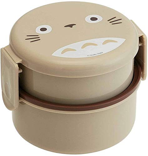 SKATER Runde Bento-Lunchbox, Kunststoff-Bento, 2-stöckig, 500 ml, hergestellt in Japan ONWR1, Studio Ghibli My Neighbor Totoro Beige von SKATER